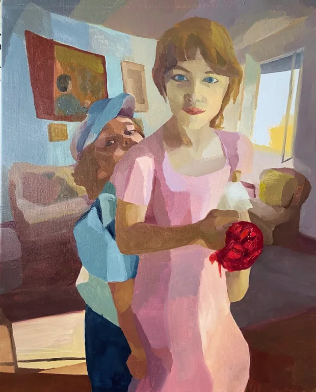Sofía y Oliver, óleo sobre lienzo